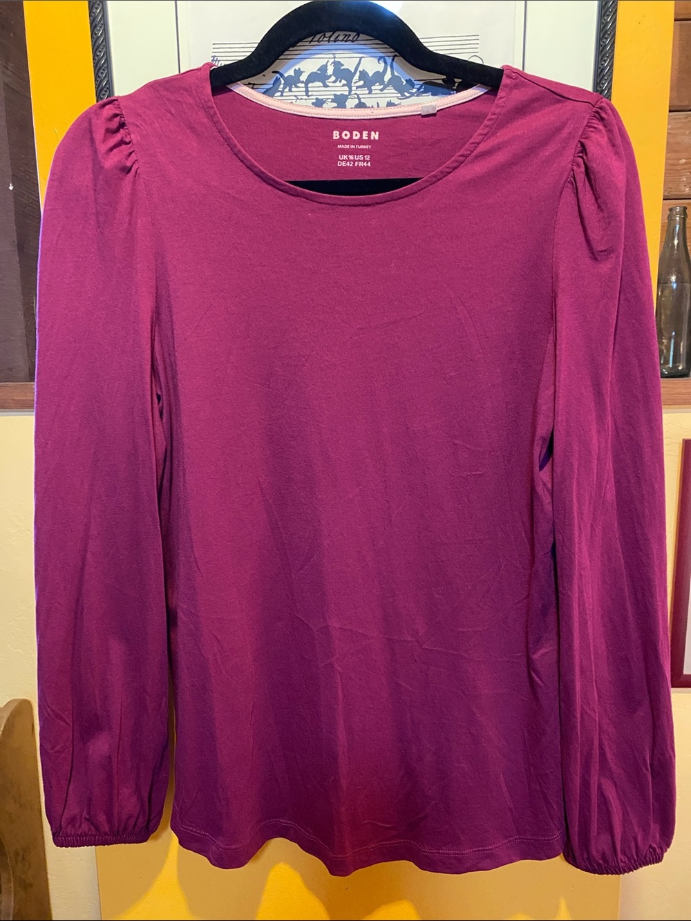 Boden Cotton Puff Shoulder Long Sleeve Top